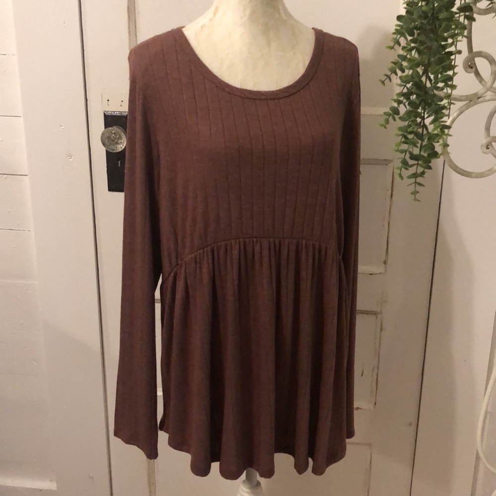 Womens XXL Sweater Light Weight Long Sleeve Light Purple Mauve Honeyme Curvy